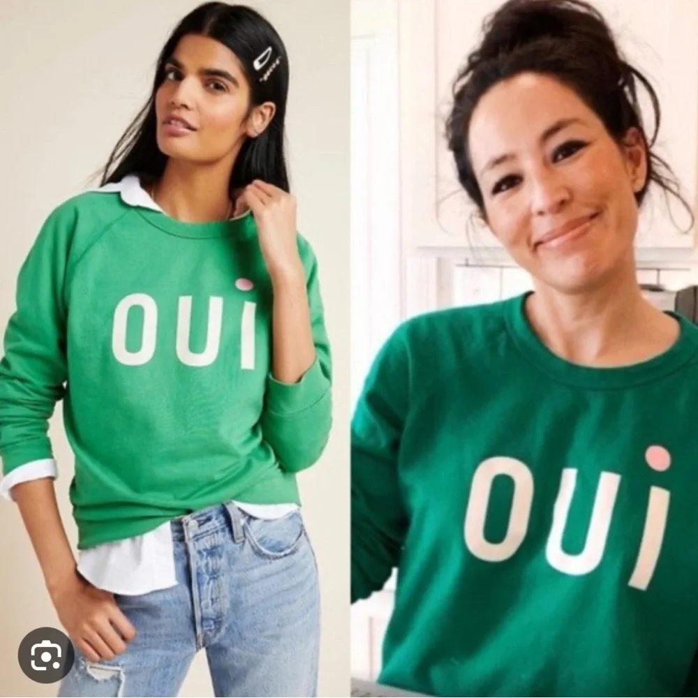 Anthropologie Green 'oui' Graphic Sweatshirt - Picture 3 of 10